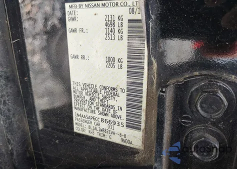 2012 Nissan Maxima 3.5 Sv from USA, damaged, VIN 1N4AA5AP6CC866935